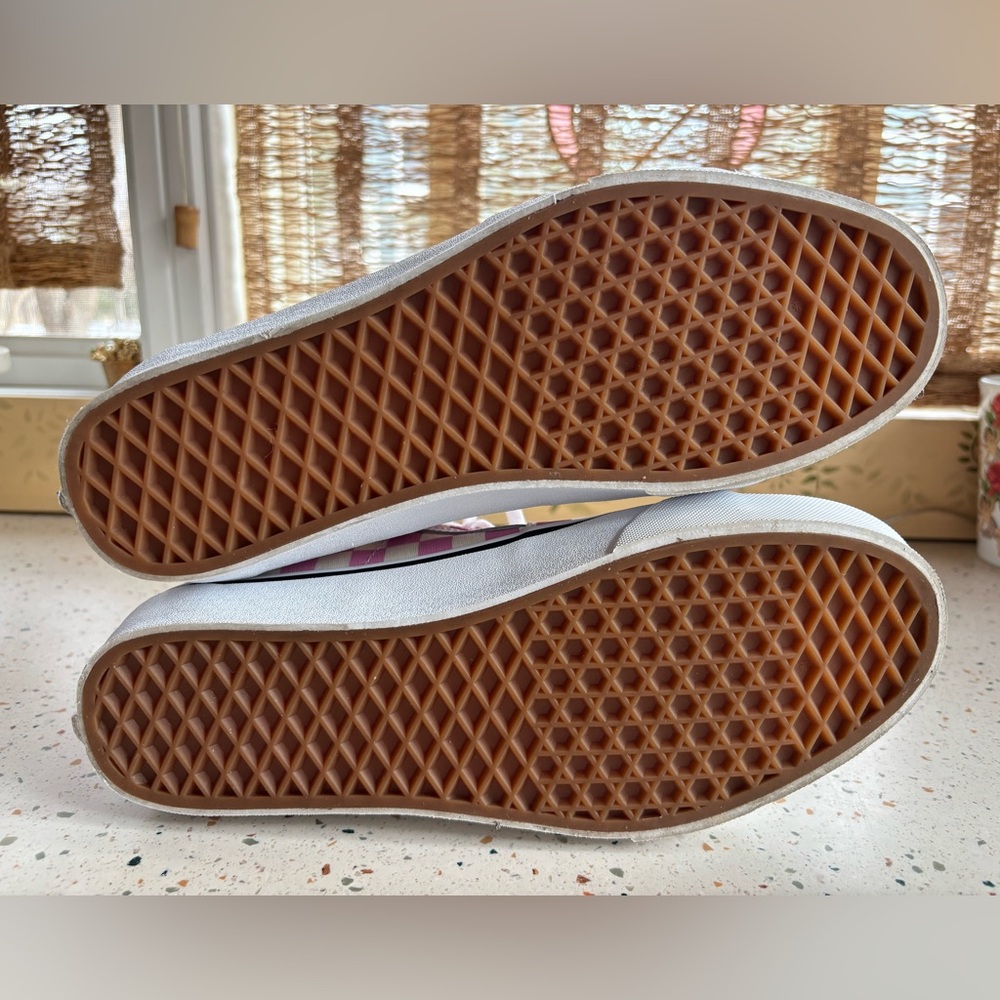 Vans Pink & Cream Checkerboard High Top Sneakers - Picture 15 of 15